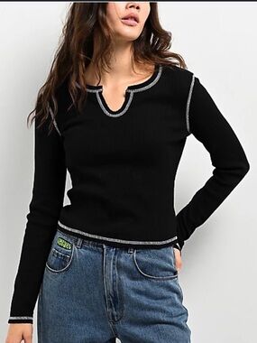 Zine Clothing Thora Caviar Thermal Cropped Long Sleeve